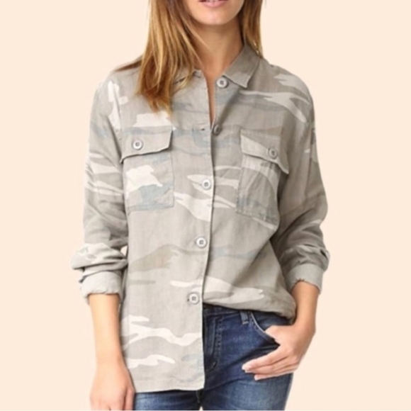 Rails Everett Relaxed Camo Shirt Linen Blend XS